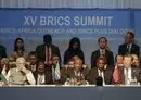 
First row from L to R: Prime Minister of India Narendra Modi, South African President Cyril Ramaphosa, Deputy President of South Africa Paul Mashatile and President of China Xi Jinping attend a meeting during the 2023 BRICS Summit in Johannesburg on August 24. [Marco Longari/POOL/AFP]        