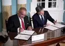 
Bahrain's Prime Minister and Crown Prince Salman bin Hamad Al Khalifa and US Secretary of State Antony Blinken sign a security integration and prosperity agreement at the US Department of State on September 13 in Washington, DC. [Brendan Smialowski/AFP]        