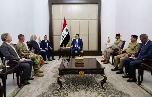 US Ambassador to Iraq Alina Romanowski (3rd right) meets with Iraqi Prime Minister Mohammad Shiaa al-Sudani (center) and other Iraqi officials in Baghdad on September 27. [US Ambassador to Iraq Alina Romanowski/X]