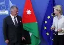 
Jordan's King Abdullah is welcomed by European Commission President Ursula von der Leyen in Brussels, on May 5, 2021. [Yves Herman/POOL/AFP]        