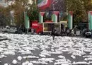 
An installation featuring mock shrouded bodies of children set up in Tehran's Palestine Square in Iran on November 13. Iran has done little beyond talk in support of Palestinians amid the ongoing war in Gaza, observers say. [Atta Kenare/AFP]        