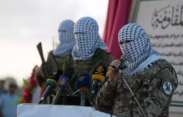 Hamas leaders speak to a crowd in late September. [Hamas]