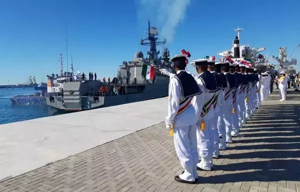 Iranian navy sailors participate in a ceremony prior to the launch of the tripartite naval exercises carried out by Iran, Russia and China in December 2019. [IRNA]