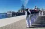 
Iranian navy sailors participate in a ceremony prior to the launch of the tripartite naval exercises carried out by Iran, Russia and China in December 2019. [IRNA]        