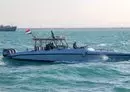 
A Yemeni Coast Guard boat patrols in the Red Sea off the government-held town of Mokha in Taez province on December 12. [Khaled Ziad/AFP]        