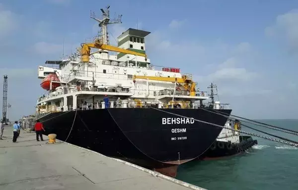 The IRGC spy boat Behshad seen here in port on Qeshm island in 2020. [Borna News]