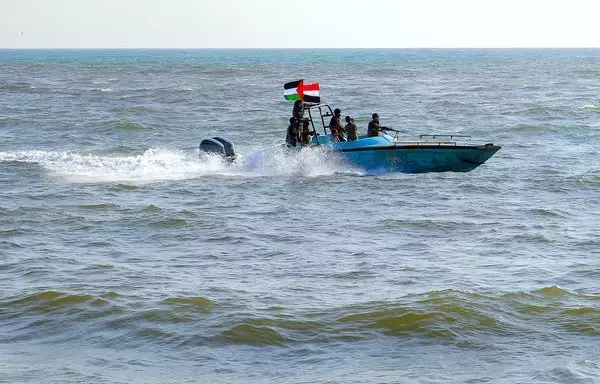 Members of the Yemeni Coast Guard affiliated with the Iran-backed Houthis patrol the Red Sea on January 4. [AFP]