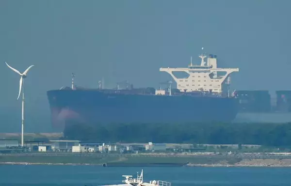 The crude oil tanker Nautica is pictured at an anchorage in Singapore on April 18, 2023, on its way from China to Yemen. [Roslan Rahman/AFP]