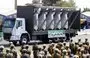 
A truck carries Iranian drones during a military parade in Tehran on September 22, 2023. [AFP]        