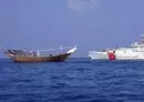 
US Coast Guard cutter Clarence Sutphin Jr., at right, on January 28 seized advanced conventional weapons and other lethal aid originating in Iran and bound to Houthi-controlled Yemen from a vessel in the Arabian Sea. [CENTCOM]        