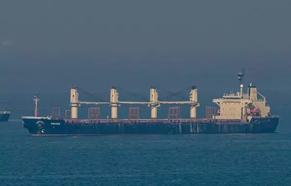 Cargo ship MV Rubymar sails in the Black Sea on November 2, 2022. The Iran-backed Houthis attacked the ship on February 18 near Bab al-Mandeb strait at the southern entrance to the Red Sea. [Ozan Kose/AFP]