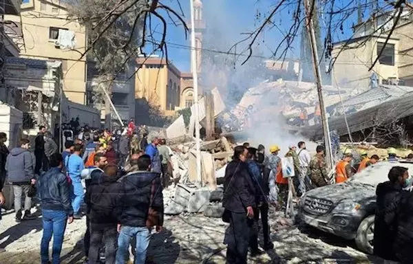 An air strike targeted this building in the Mazzeh area of Damascus, seen here on January 20, killing a number of IRGC officers. [SANA News Agency]