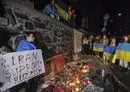 
People demonstrate outside the Iranian embassy in Kyiv, Ukraine, on October 17, 2022, after the city was hit by swarms of drones sold by Iran to Russia. [Sergei Chuzavkov/AFP]        