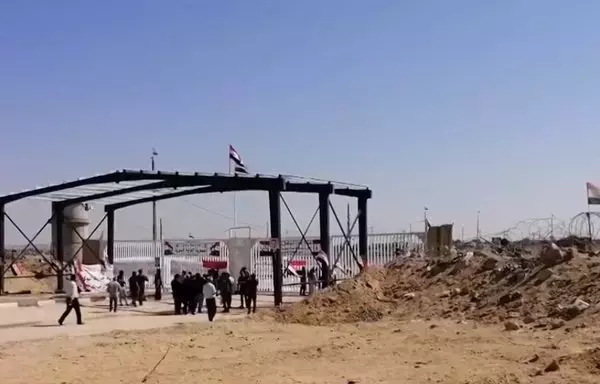 The al-Qaim border crossing between Iraq and Syria is seen here in a screenshot taken from a clip posted by Syria TV on October 23, 2019. [Syria TV]