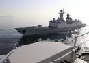 
A Chinese warship during combat training exercises in mid-March. [Chinese Ministry of Defense]        