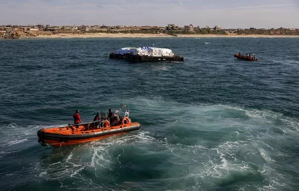 The first shipment of 200 tons of aid from the Cypriot port of Larnaca arrived in Gaza on March 15 and was delivered in collaboration with US charity World Central Kitchen. [World Central Kitchen]