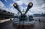 
A gun turret is seen on the deck of the Russian guided missile cruiser Varyag during a non-official port visit in Hong Kong on June 5, 2017. [Anthony Wallace/AFP]        