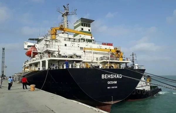 The IRGC spy boat Behshad seen here in port on Qeshm island in 2020. [Borna News]