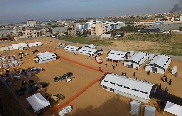 The US Agency for International Development (USAID) and IMC Worldwide set up a field hospital in Rafah, Gaza, in January. [USAID's Bureau for Humanitarian Assistance/X]