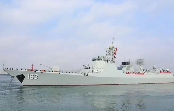 Guided-missile destroyer Jiaozuo of the Chinese People's Liberation Army Navy's 46th fleet leaves a military port in Zhanjiang, Guangdong province, on February 21. [Yang Jie/Xinhua]