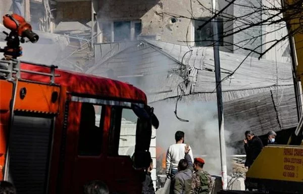 The Iranian consulate building in Damascus is seen here in a photo posted online on April 1, after it was hit by an airstrike that killed a number of senior IRGC officers. [SANA]