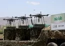 
Drones are displayed on the back of a vehicle during a military parade last September 21, marking the ninth anniversary of the Houthis' coup in Sanaa. [Mohammed Huwais/AFP]        