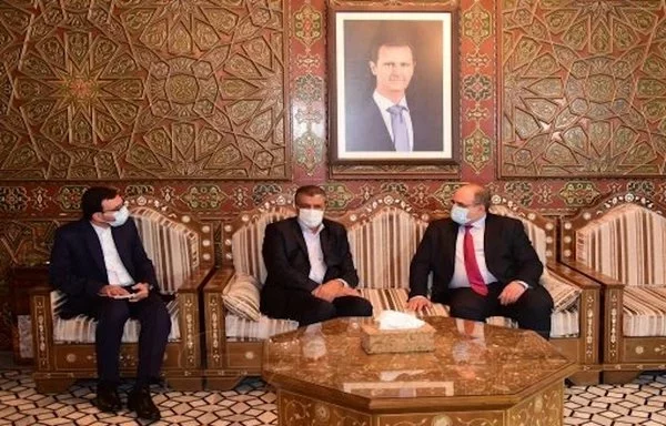 Members of the Joint Syrian-Iranian Economic Committee, through which Iran tried to dominate Syria, meet in June 2021. [SANA]