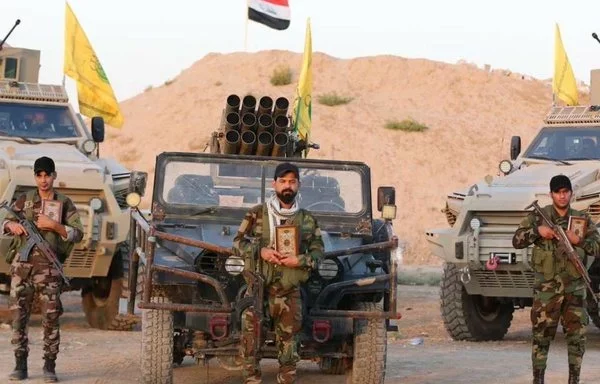 Elements of Iran-backed Harakat al-Nujaba are seen here in a photo posted on X by the Iraqi militia on July 21, 2023.