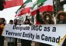 
Protesters in Toronto hold a banner urging the Canadian government to designate the IRGC a terrorist organization. [Photo circulated online]        