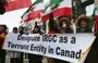 
Protesters in Toronto hold a banner urging the Canadian government to designate the IRGC a terrorist organization. [Photo circulated online]        