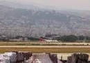 
A photo taken during a media tour organized by the Lebanese Ministry of Public Works and Transport shows a plane taking off from the cargo runway at Beirut's international airport on June 24. [Anwar Amro/AFP]        