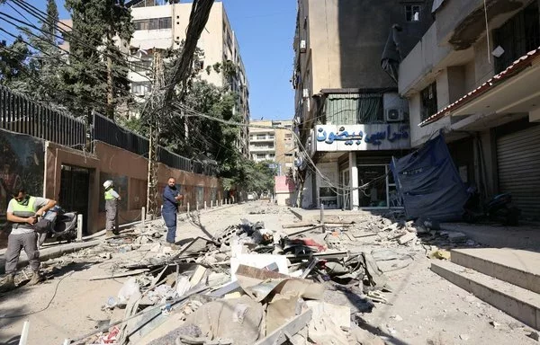 This picture shows the aftermath of an Israeli military strike on Beirut's southern suburbs on July 31, that killed wanted Hizbullah commander Fuad Shukr. [Anwar Amro/AFP]