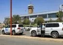 
United Nations vehicles are parked outside Sanaa International Airport on June 8, 2022. [Alaa Mohammad/AFP]        