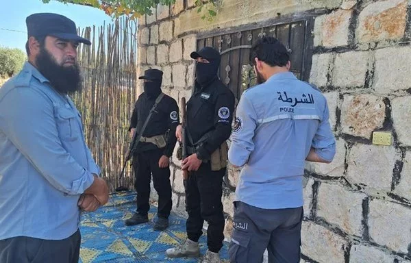 Tahrir al-Sham is using the police apparatus of its so-called salvation government, seen here on August 9, to suppress civilians and harass journalists and activists. [Salvation Government]