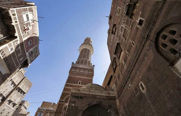 A picture taken on February 8, 2017 shows the minaret of a mosque in the historic quarter of Sanaa. [AFP]