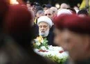 
Hizbullah deputy head Naim Qassem speaks during the September 22 funeral procession of Radwan Force head Ibrahim Aqil in Beirut's southern suburb. [AFP]        