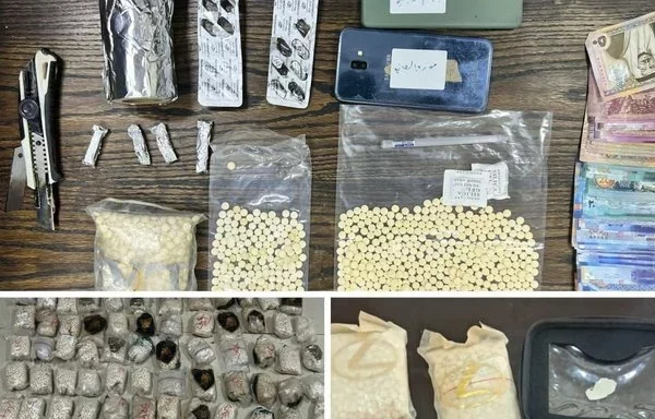 Photographs published September 31 show 420,000 narcotic pills and other items smuggled from Syria that were seized by the Jordanian authorities. [Jordan Public Security Directorate]