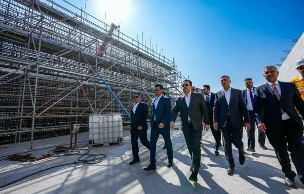 Iraqi Prime Minister Mohammed Shia al-Sudani and government officials inspect ongoing construction at Grand al-Faw Port on November 7. [Office of the Prime Minister of Iraq]