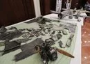 
Iranian-made Ababil drone wreckage is displayed in Abu Dhabi on June 19, 2018. [Karim Sahib/AFP]        