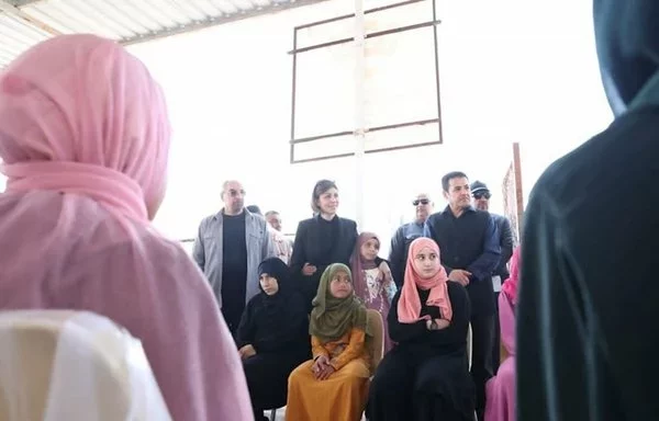 Iraqi officials meet with returning citizens at al-Jadaa camp on October 14, 2024. [Iraqi Ministry of Migration and Displacement]