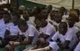 
Some of the 2100 former members of Boko Haram and of the Islamic State West Africa Province (ISWAP) are seen at the Hajja Camp in Maiduguri, Nigeria, on May 30, 2023 prior to their release at the end of a five month rehabilitation program. [Audu MARTE/ AFP]        