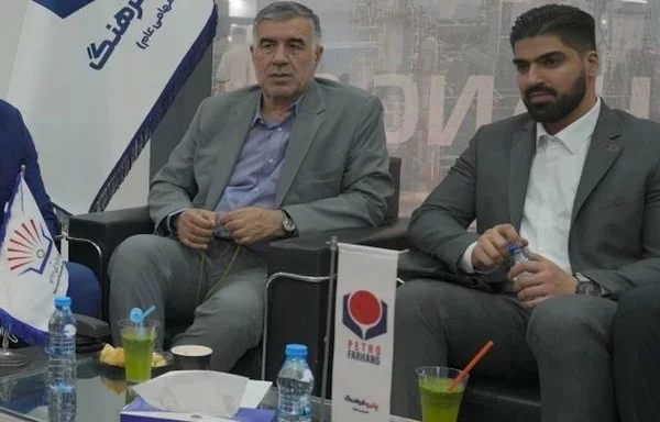 Iranian Sepehr Energy officials take part in a media interview on May 25. Sepehr Energy is under US sanctions. [Sepehr Energy]