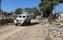 
A UNIFIL vehicle patrols in Mays al-Jabal. [Haidar Hawila]        